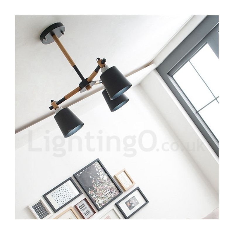 Lampadario moderno contemporaneo in legno a 3 luci 50 x 46 cm