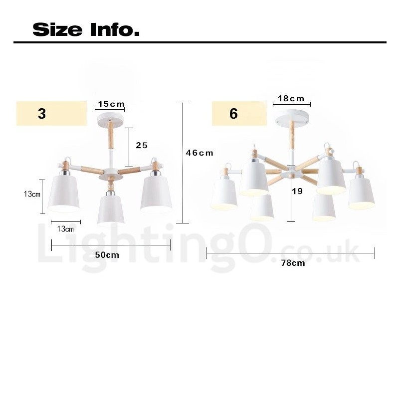Lampadario moderno contemporaneo in legno a 3 luci 50 x 46 cm
