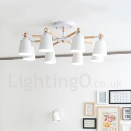 Lampadario moderno contemporaneo in legno 8 luci 78 x 46 cm