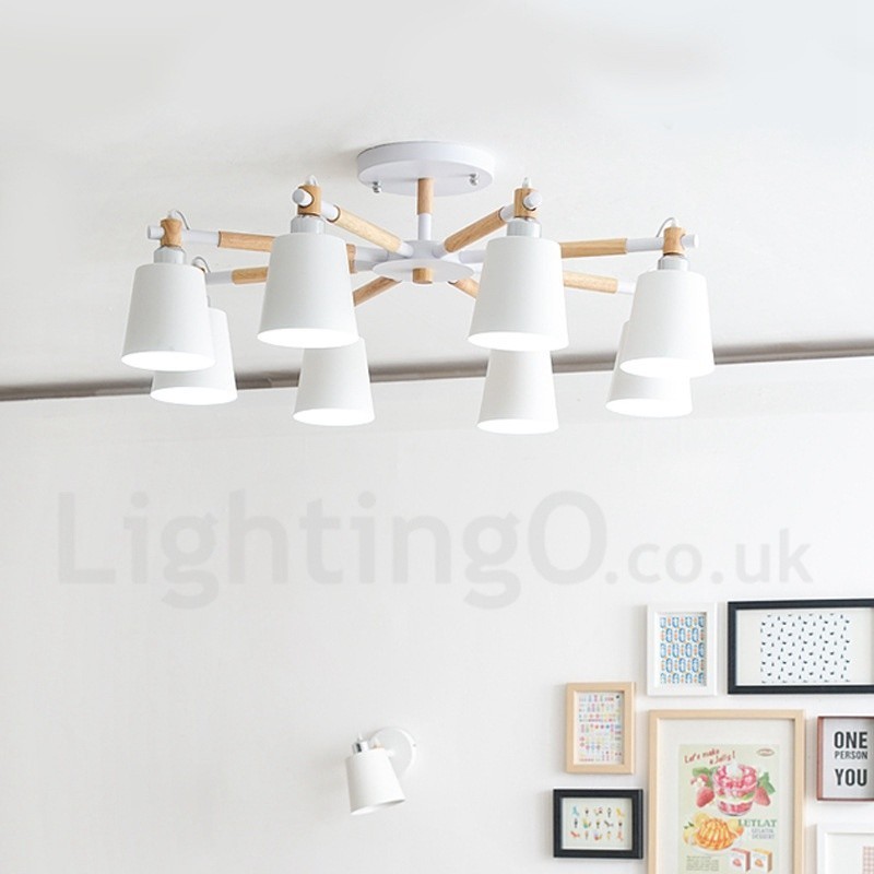 Lampadario moderno contemporaneo in legno 8 luci 78 x 46 cm