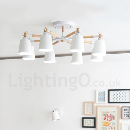 Lampadario moderno contemporaneo in legno 8 luci 78 x 46 cm