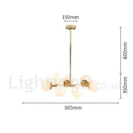 Lampadario contemporaneo a 8 luci con paralume in vetro e struttura in metallo 66 cm