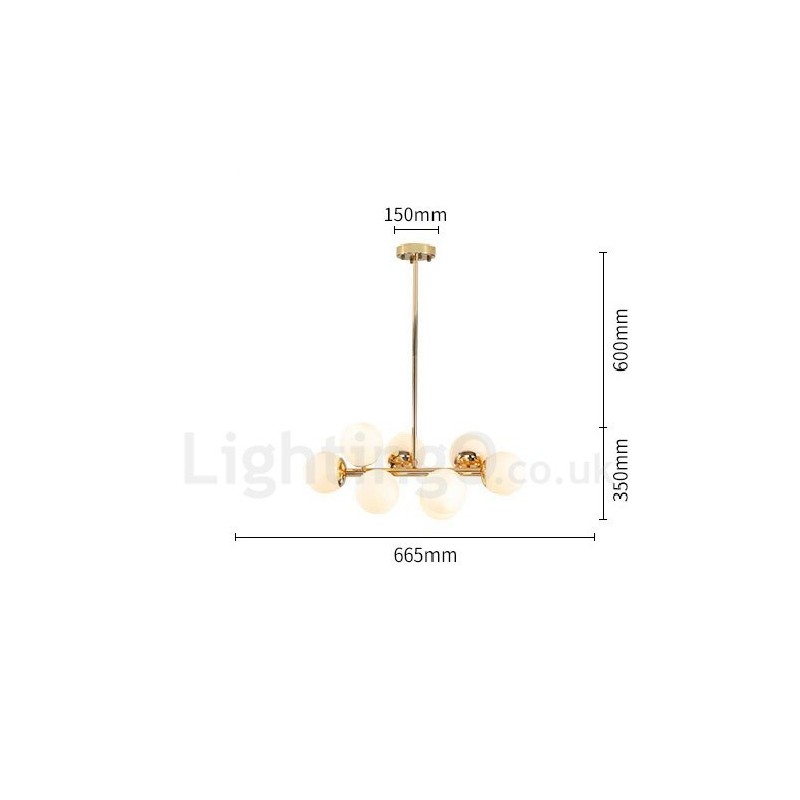 Lampadario contemporaneo a 8 luci con paralume in vetro e struttura in metallo 66 cm
