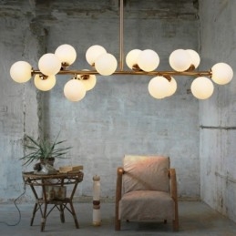 Lampadario contemporaneo a 16 luci con paralume in vetro e struttura in metallo