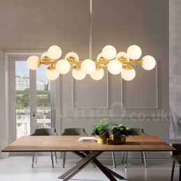 Lampadario contemporaneo a 16 luci con paralume in vetro e struttura in metallo