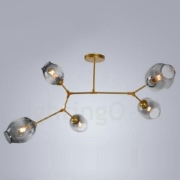 Lampadario contemporaneo a 5 luci con paralume in vetro 120 x 42 cm