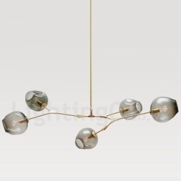 Lampadario contemporaneo a 5 luci con paralume in vetro 120 x 42 cm