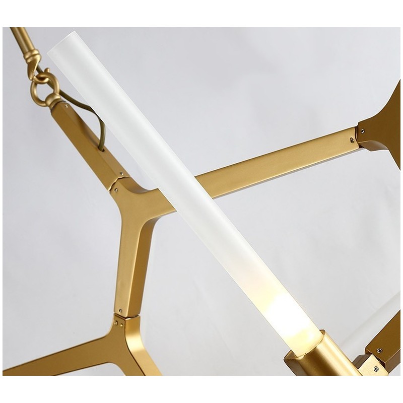 Lampadario moderno contemporaneo a 6 luci a 2 livelli nero dorato
