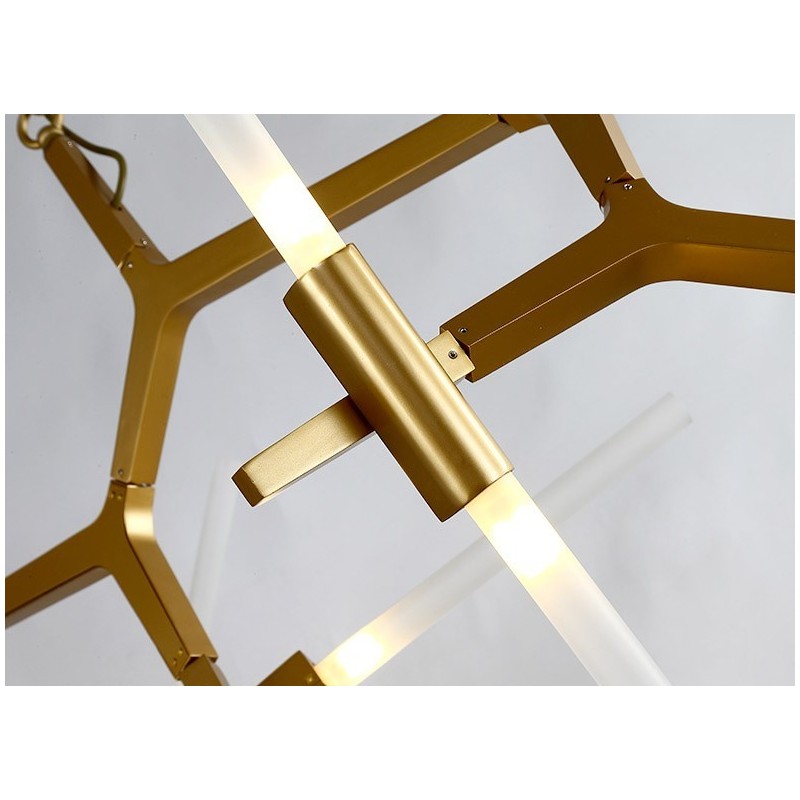Lampadario moderno contemporaneo a 6 luci a 2 livelli nero dorato