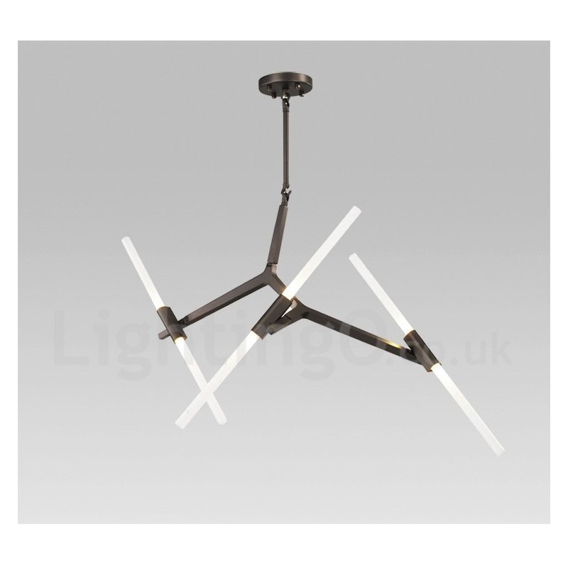 Lampadario moderno contemporaneo a 6 luci a 2 livelli nero dorato