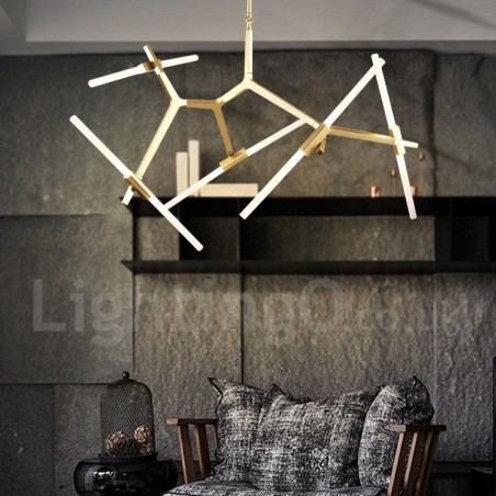 Lampadario contemporaneo a 10 luci nero dorato