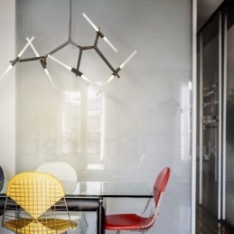 Lampadario contemporaneo a 10 luci nero dorato
