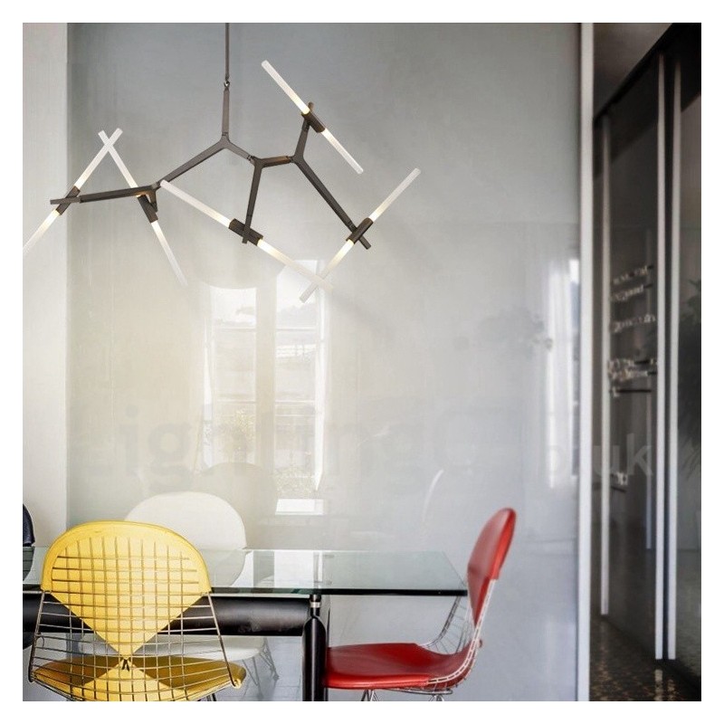 Lampadario contemporaneo a 10 luci nero dorato