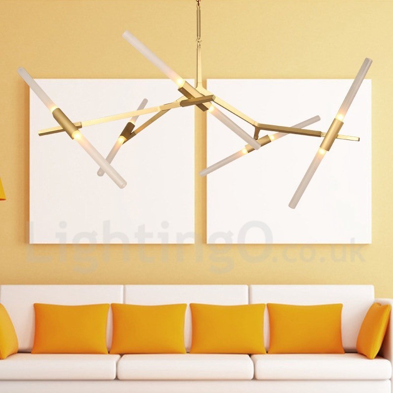 Lampadario contemporaneo a 10 luci nero dorato