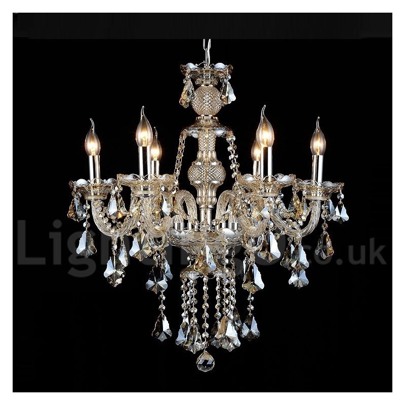 Lampadario in cristallo K9 cognac retrò vintage a 6 luci