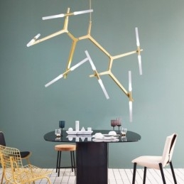 Lampadario contemporaneo a 12 luci nero dorato 70 x 188 cm
