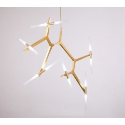 Lampadario contemporaneo a 12 luci nero dorato 70 x 188 cm