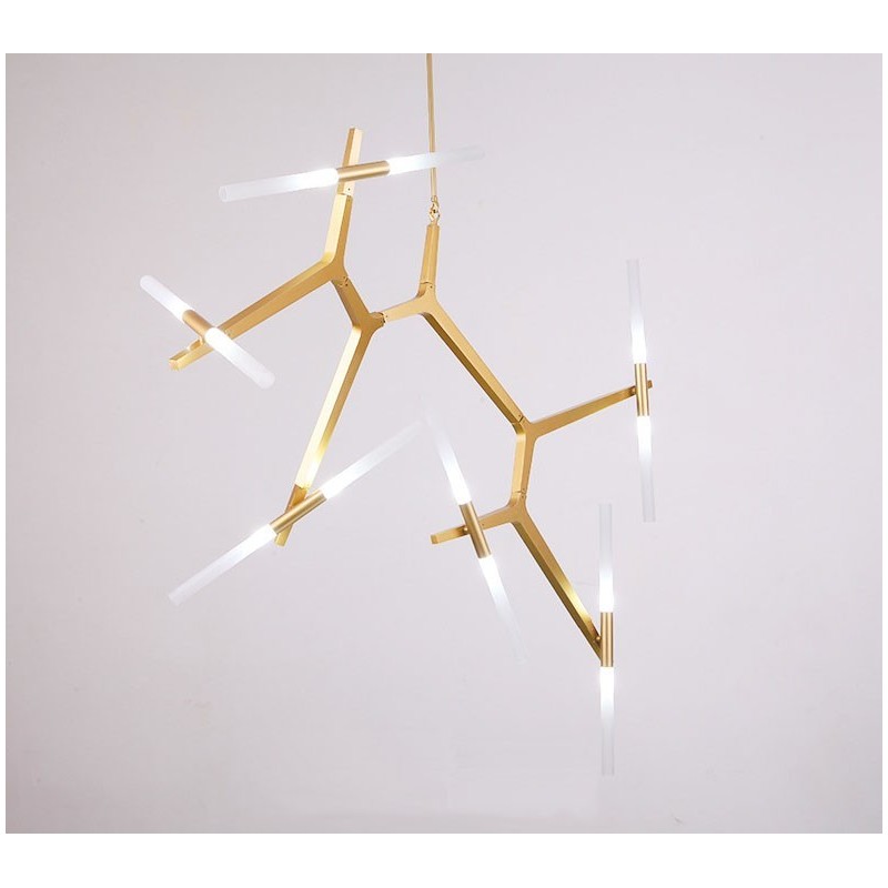 Lampadario contemporaneo a 12 luci nero dorato 70 x 188 cm