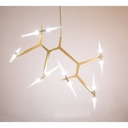 Lampadario contemporaneo a 12 luci nero dorato 70 x 188 cm