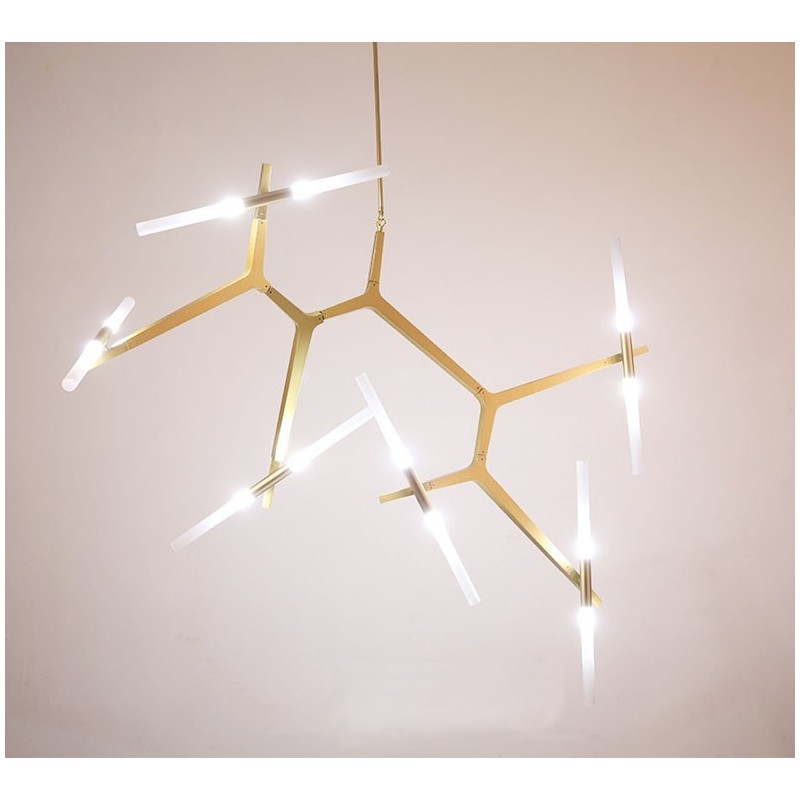 Lampadario contemporaneo a 12 luci nero dorato 70 x 188 cm