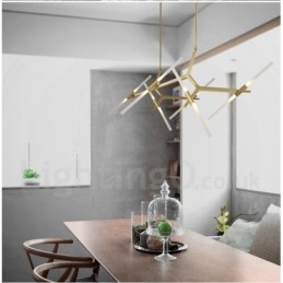 Lampadario contemporaneo a 12 luci nero dorato 70 x 188 cm