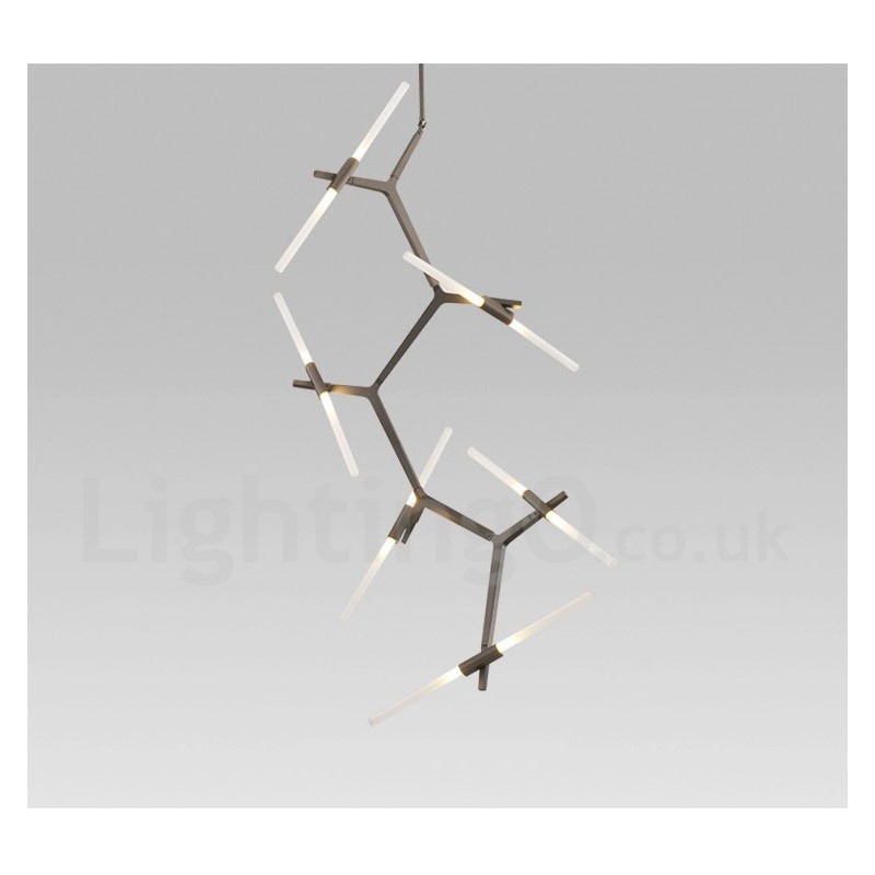 Lampadario contemporaneo a 12 luci nero dorato 70 x 188 cm