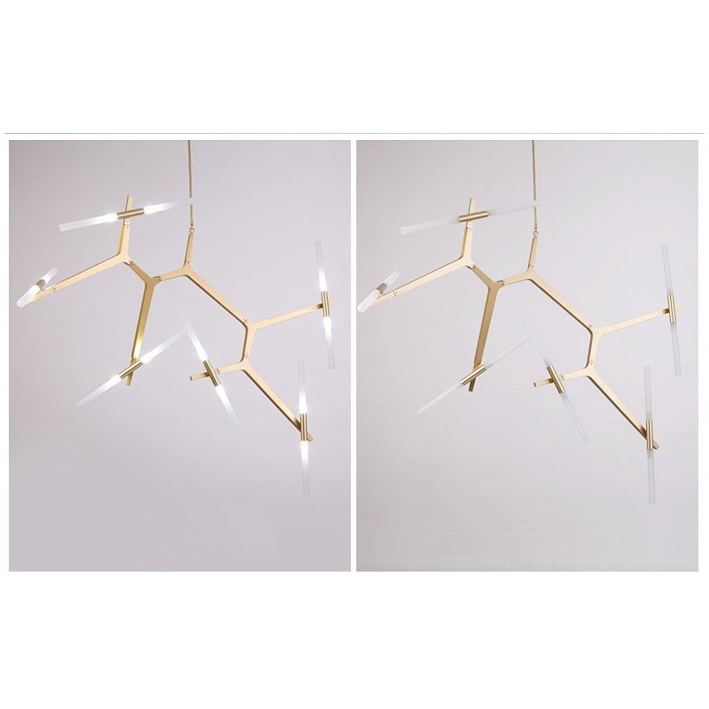 Lampadario contemporaneo a 12 luci nero dorato 70 x 188 cm
