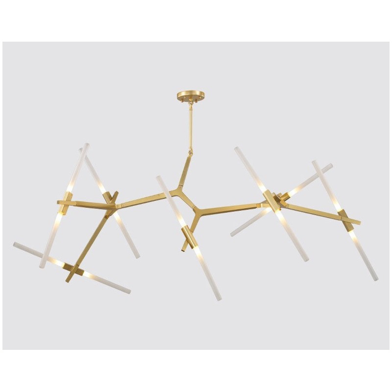 Lampadario moderno contemporaneo a 14 luci nero e dorato 204 x 112 cm