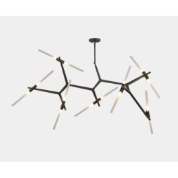 Lampadario moderno contemporaneo a 14 luci nero e dorato 204 x 112 cm