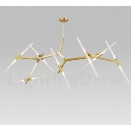 Lampadario moderno contemporaneo a 14 luci nero e dorato 204 x 112 cm