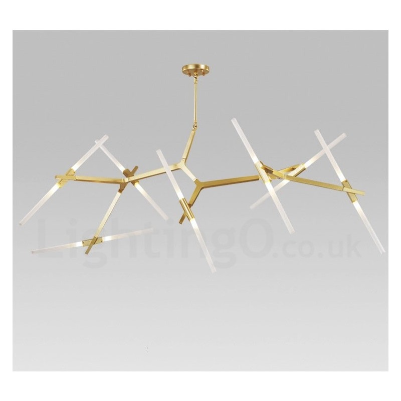 Lampadario moderno contemporaneo a 14 luci nero e dorato 204 x 112 cm