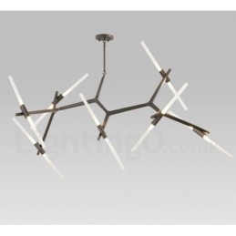 Lampadario moderno contemporaneo a 14 luci nero e dorato 204 x 112 cm