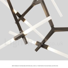 Lampadario moderno contemporaneo a 14 luci nero e dorato 204 x 112 cm
