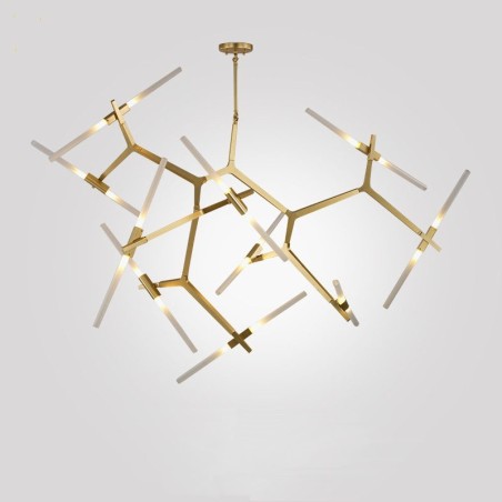 Lampadario contemporaneo a 20 luci nero dorato 200x165 cm
