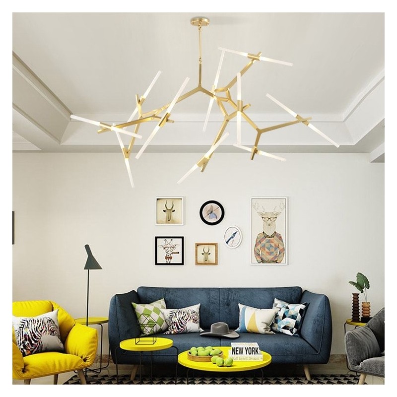 Lampadario contemporaneo a 20 luci nero dorato 200x165 cm