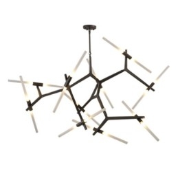 Lampadario contemporaneo a 20 luci nero dorato 200x165 cm