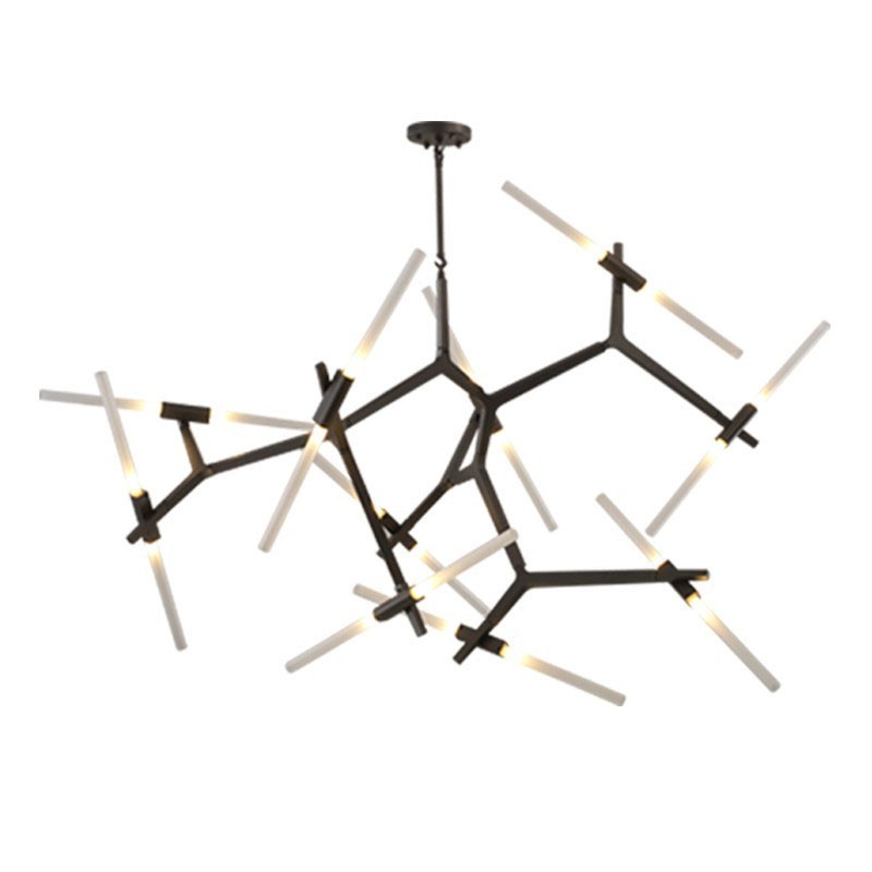 Lampadario contemporaneo a 20 luci nero dorato 200x165 cm