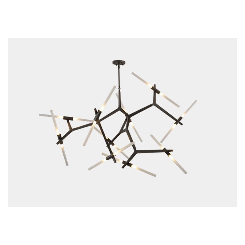 Lampadario contemporaneo a 20 luci nero dorato 200x165 cm