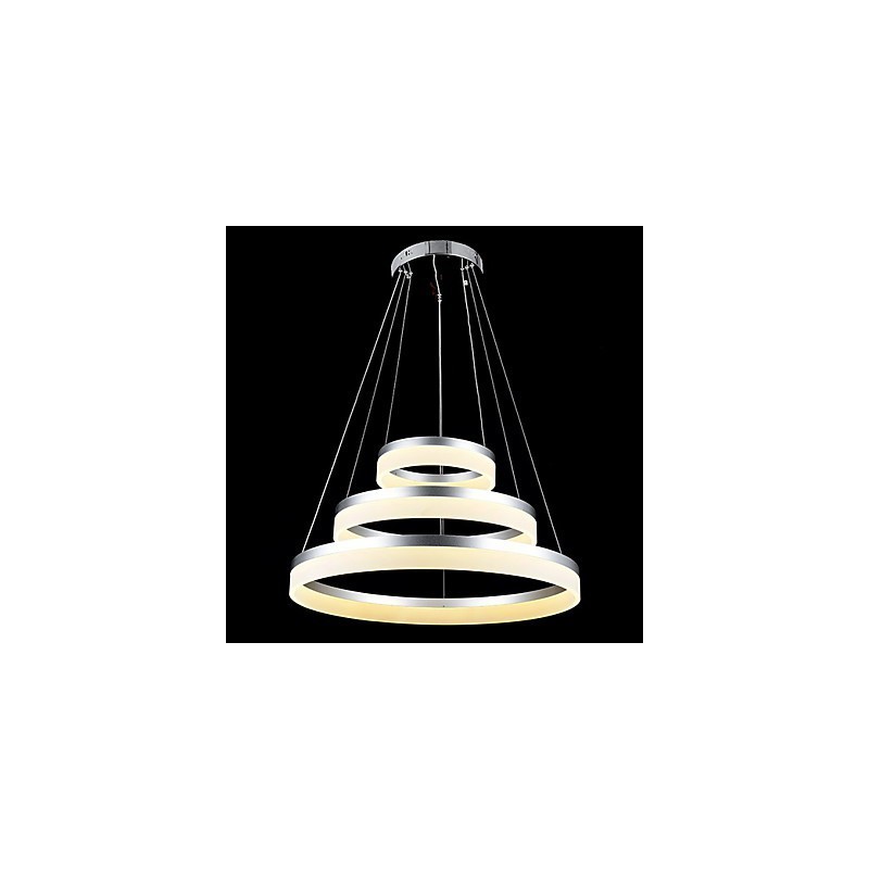 Lampadario a sospensione moderno rotondo in acrilico, a tre anelli