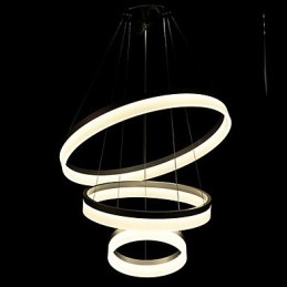 Lampadario a sospensione moderno rotondo in acrilico, a tre anelli