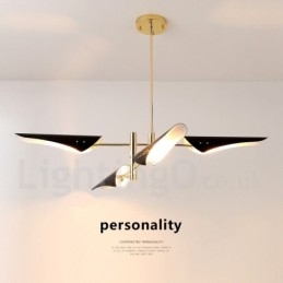 Lampadario moderno contemporaneo a 2 livelli con 4 luci, 145 cm