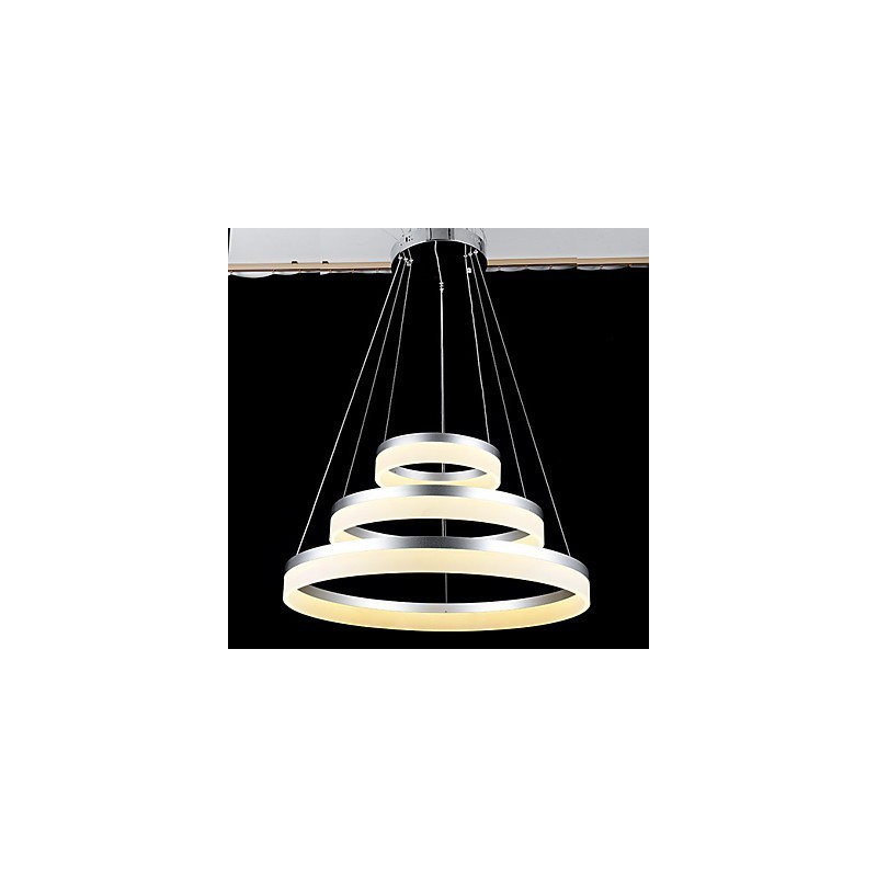 Lampadario a sospensione moderno rotondo in acrilico, a tre anelli
