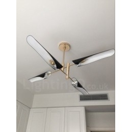 Lampadario moderno contemporaneo a 2 livelli con 4 luci, 145 cm