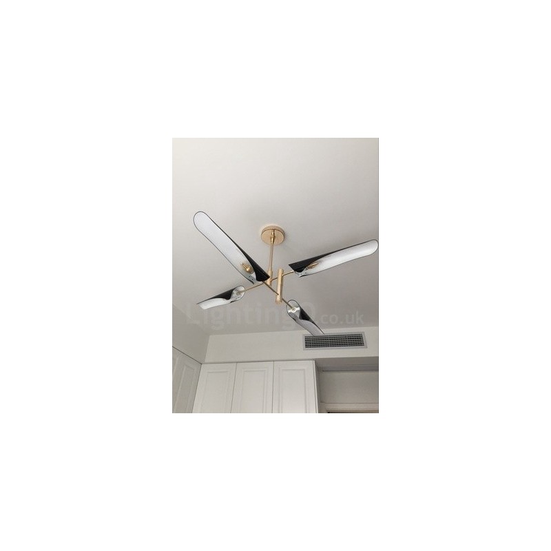 Lampadario moderno contemporaneo a 2 livelli con 4 luci, 145 cm