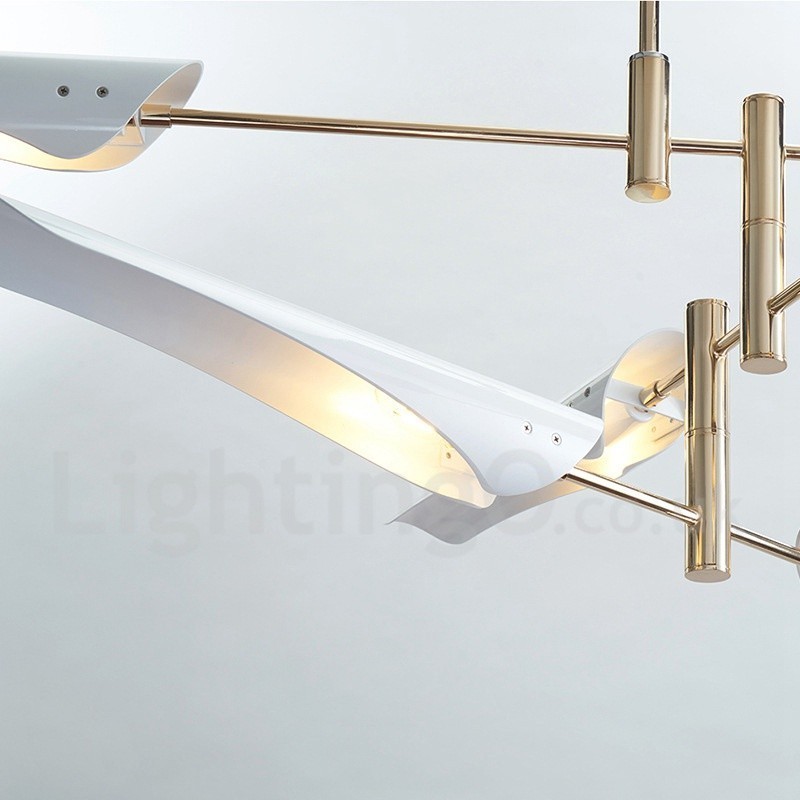 Lampadario moderno contemporaneo a 2 livelli con 4 luci, 145 cm