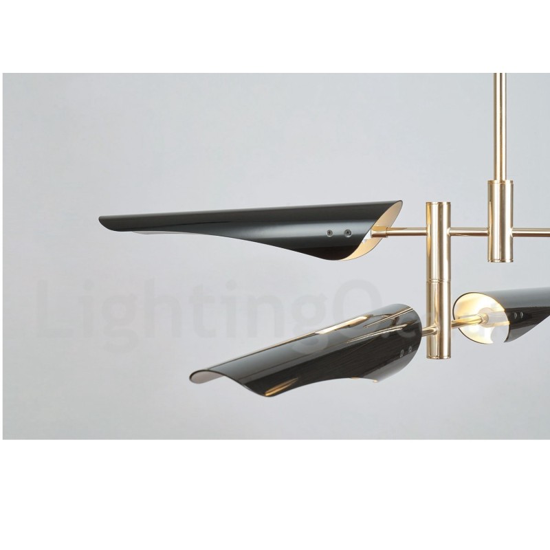 Lampadario moderno contemporaneo a 2 livelli con 4 luci, 145 cm