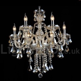 Lampadario in cristallo K9 cognac retrò vintage a 6 luci