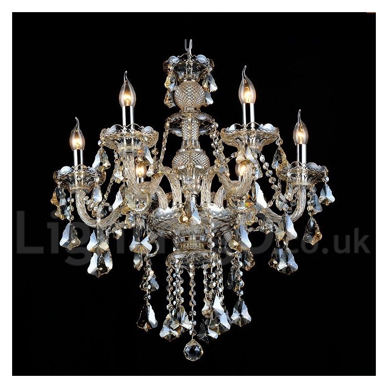 Lampadario in cristallo K9 cognac retrò vintage a 6 luci