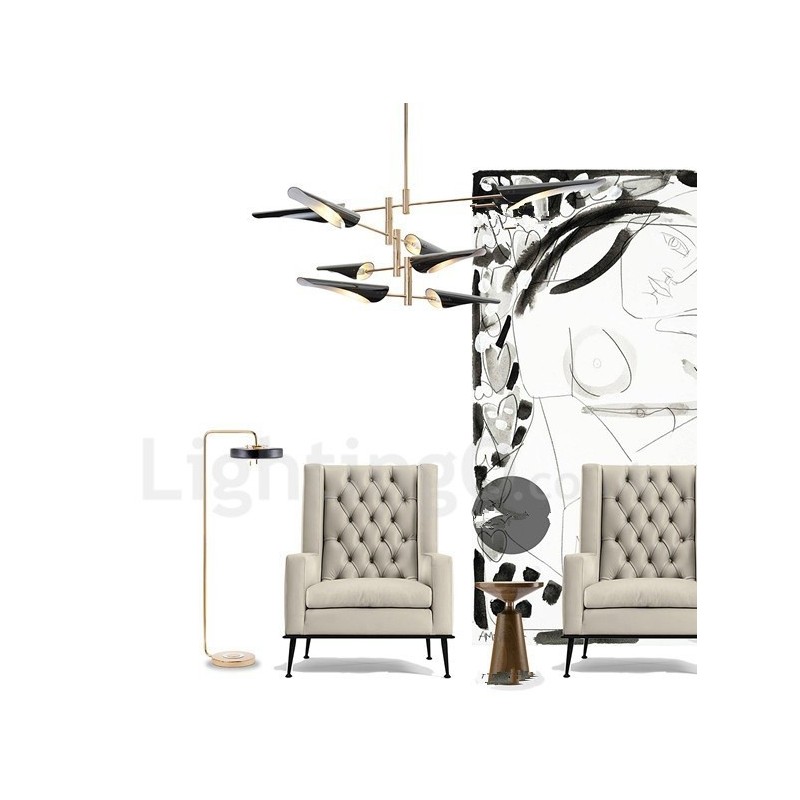 Lampadario contemporaneo a 4 livelli con 8 luci LED, 145 cm