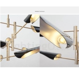 Lampadario contemporaneo a 4 livelli con 8 luci LED, 145 cm